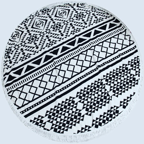Round Beach Towel with fringe multi-purpose 60 in - Picture 10 of 11